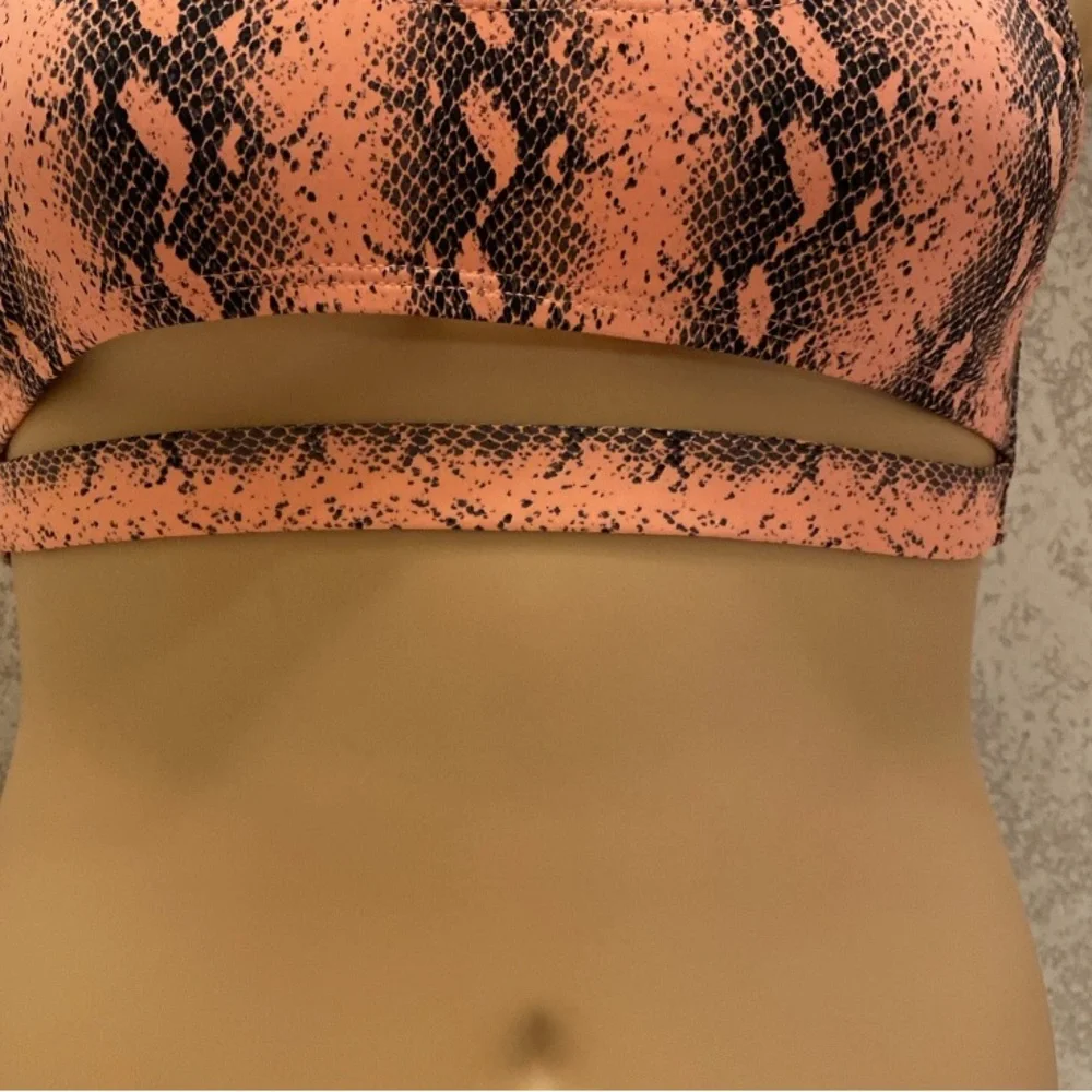 Snake Print Bikini Top and Black Bottom Set